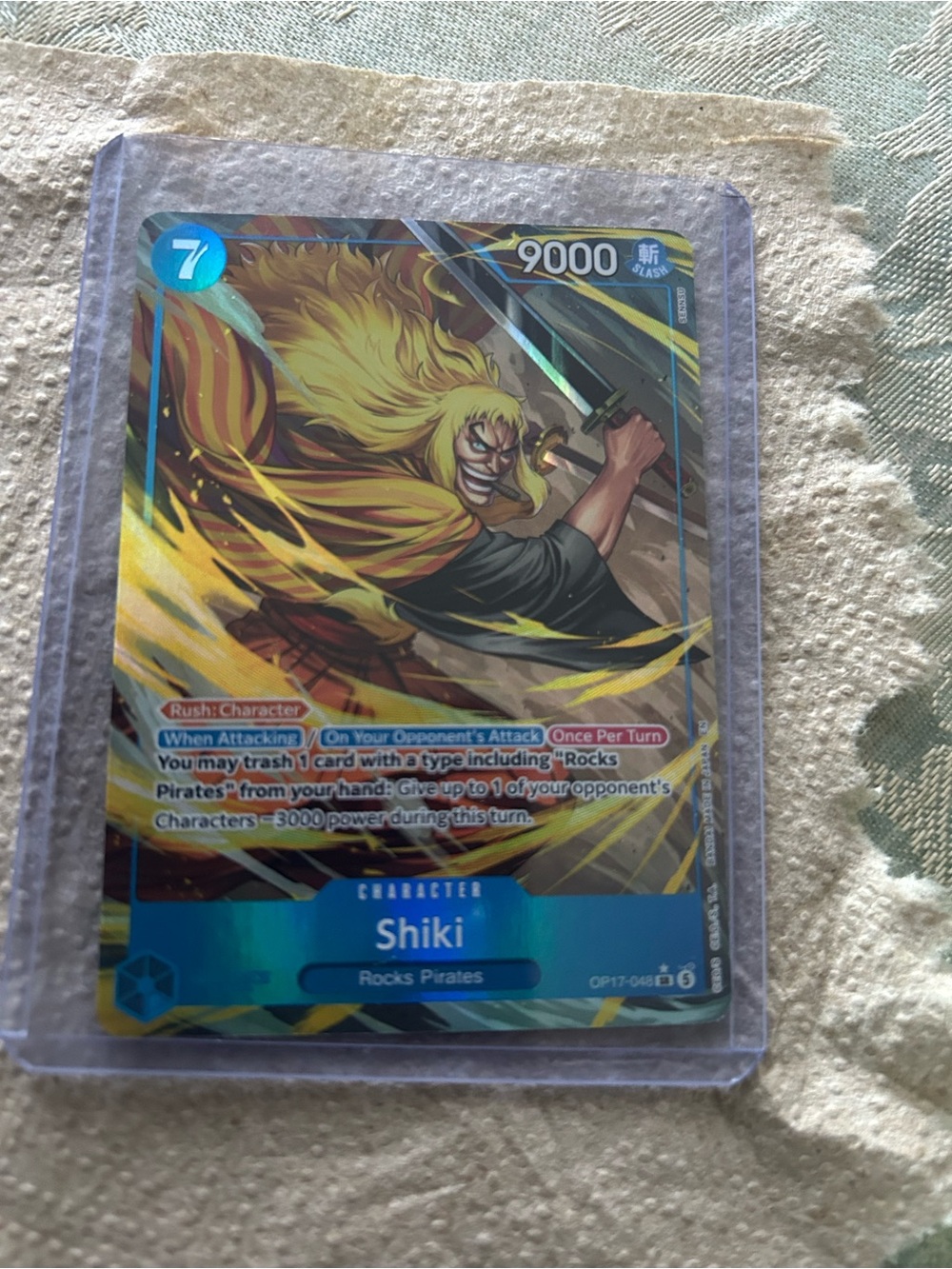 Onepiece Shiki Holographic Trading Card - Yellow, Blue